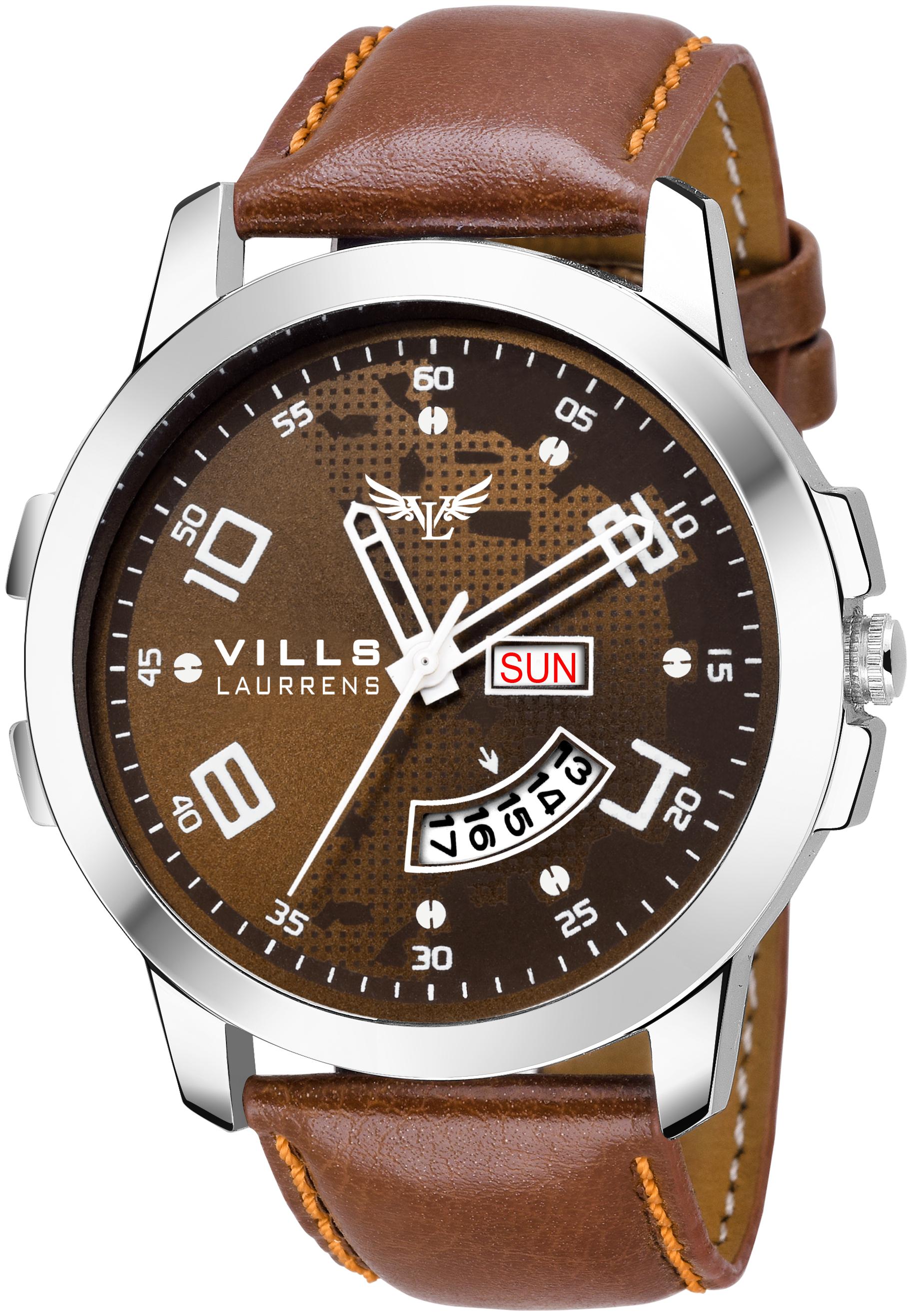 

Vills Laurrens VL-1106 Day and Date Display Analogue Brown Dial Men s Watch