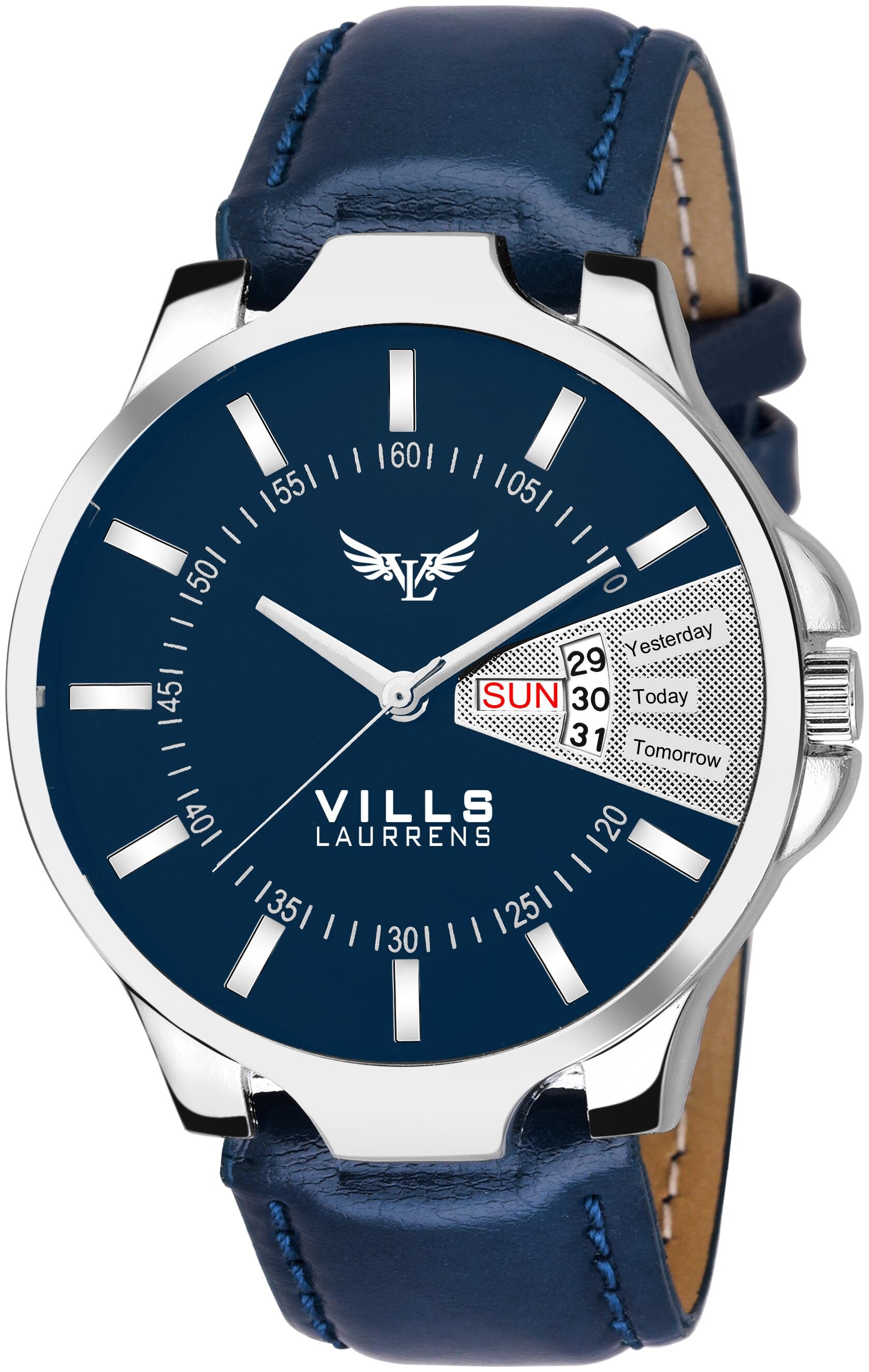 

Vills Laurrens VL- 1065 Blue Day Date Essentials Watch For Men And Boys