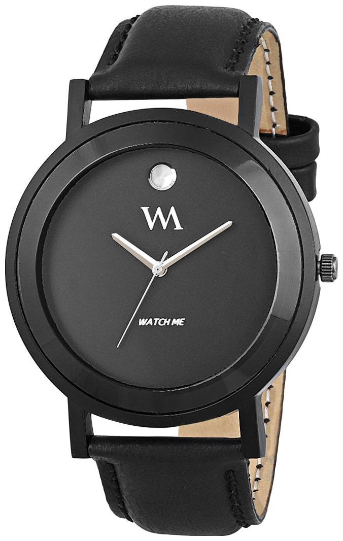 

Watch Me All Black Collection Black Dial Black Leather Strap Watch for Men and Boys Watch MeAL-330-MWatch Meaeon