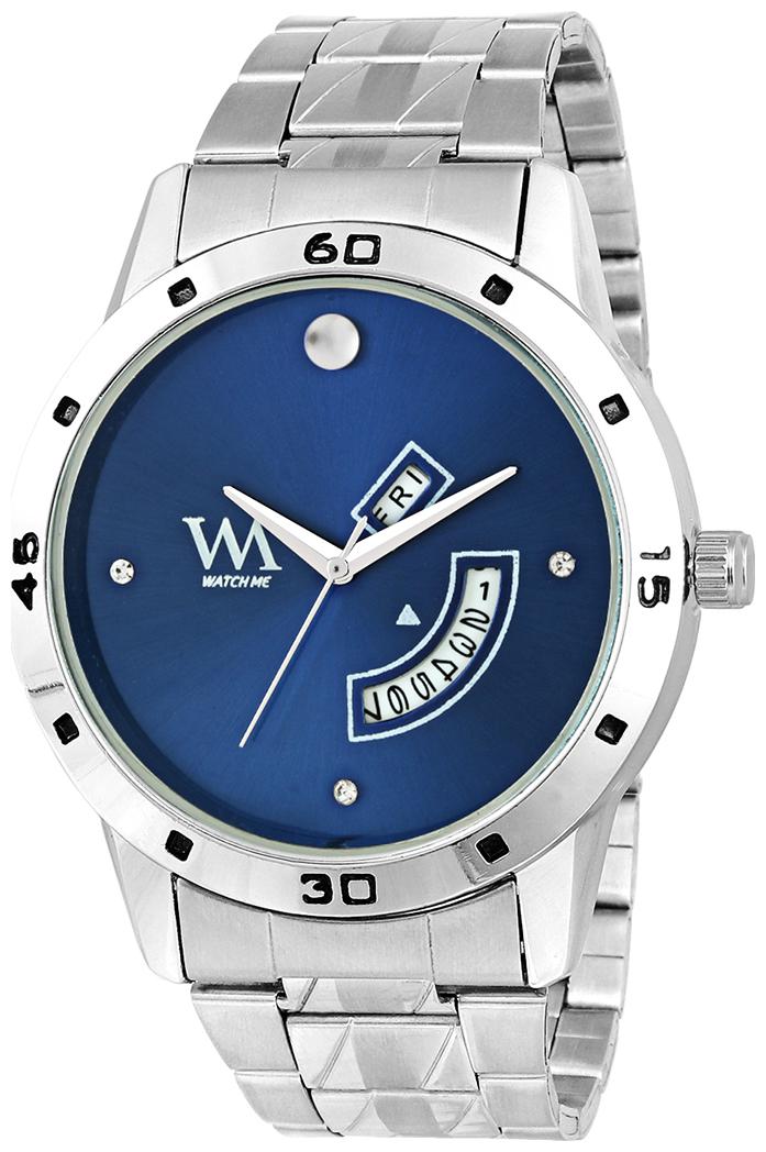 

Watch Me Blue Dial Silver Stainless Steel Strap Premium Branded Limited Edition Day and Date Collection Watch for Men DDWatch Me-061