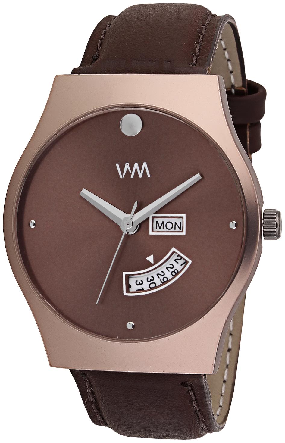 

Watch Me Brown Dial Brown Leather Strap Round Square Analog Watch for Boys and Men DDWM-107