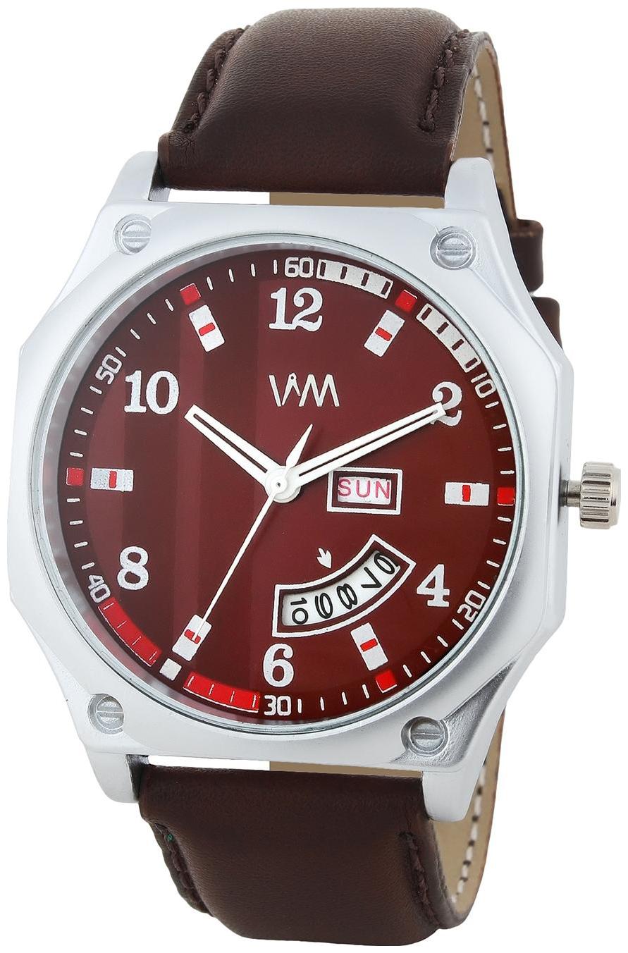 

Watch Me Day and Date Luxury Limited Edition Special Quartz Analog Red Dial Black Leather Watch For Men and Boys DDWatch Me-063Watch Meaeon
