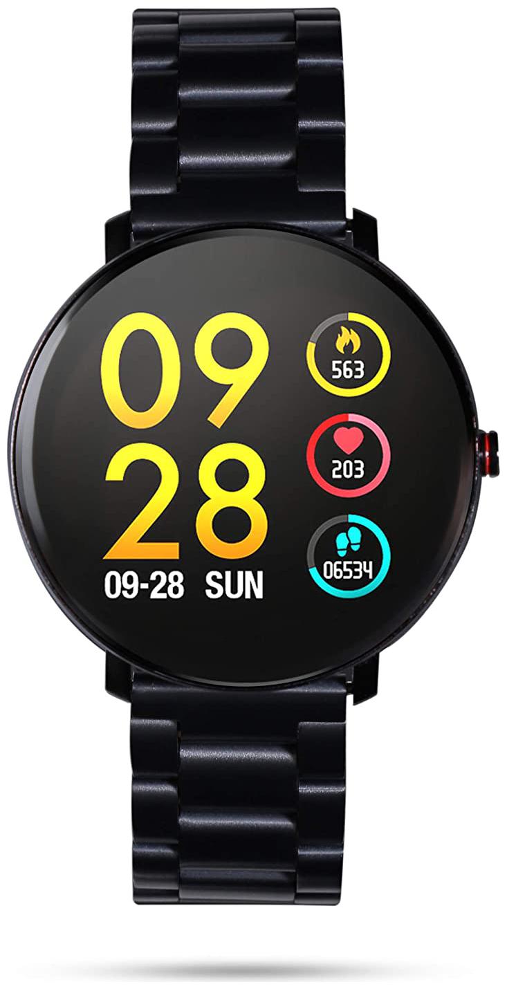 

WatchOut Wearables DarK9ight Black Viper Smart Watch with Heart Rate Monitor Notification Health and Sports Tracker with Stainless Steel Strap