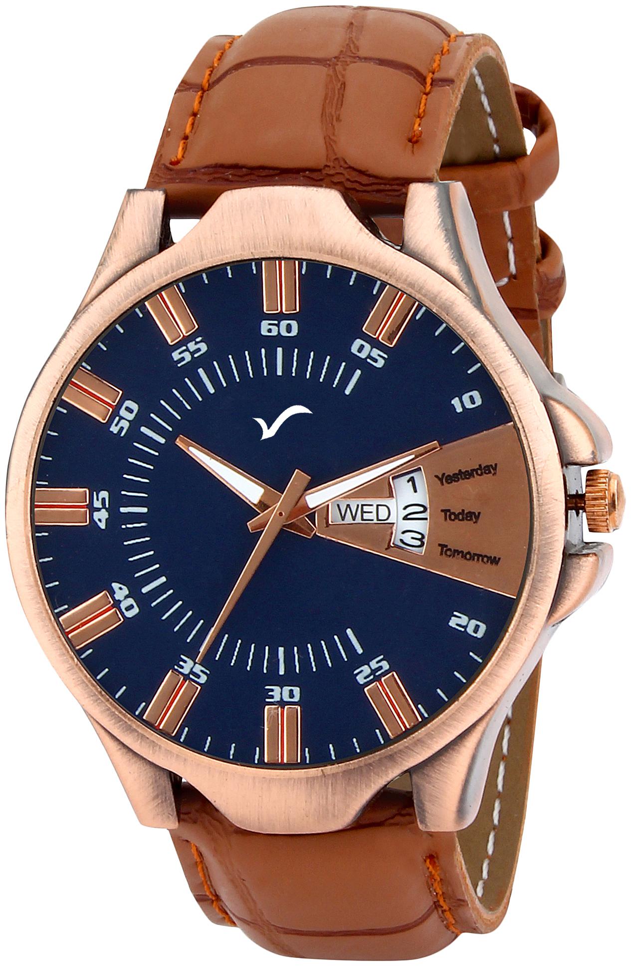 

Wrightrack Exclusive Series Quartz Movement Analogue Blue Copper Dial Day Date Men Watch (WT539)
