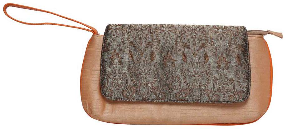 

Anekaant Women Orange Canvas Clutch