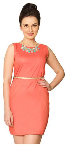

Miss Chase Women s Coral Boat Neck Sleeveless Belted Bodycon Dress