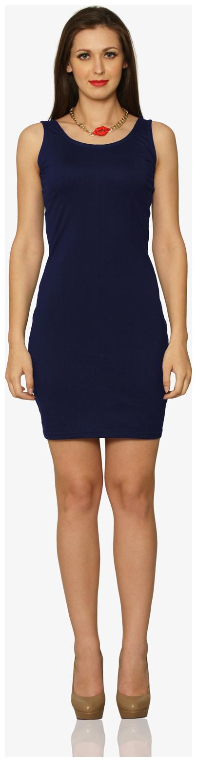 

Miss Chase Women s Navy Blue Round Neck Sleeveless Bodycon Dress