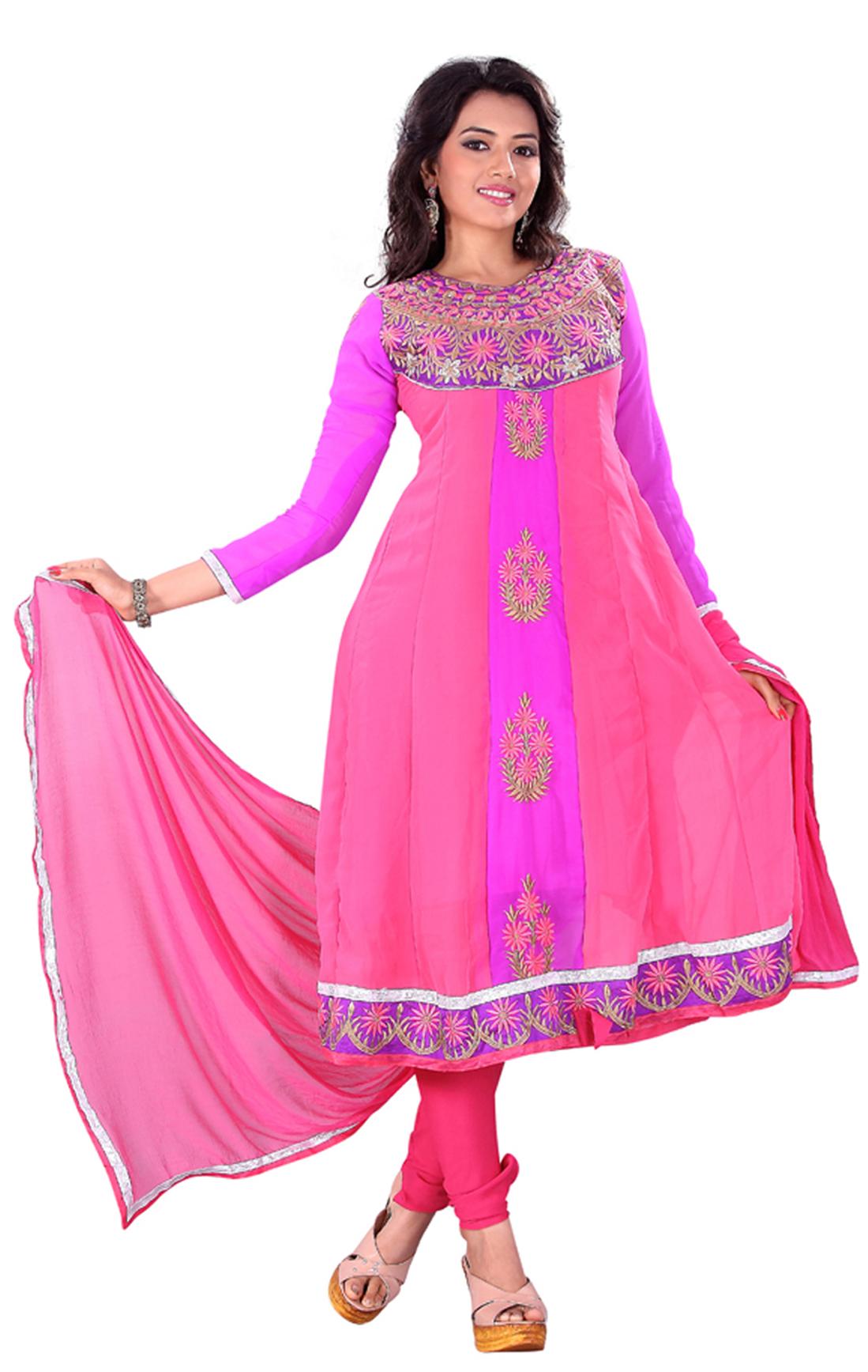 

Silkbazar Florence Pink Embroided Georgette Dress Material