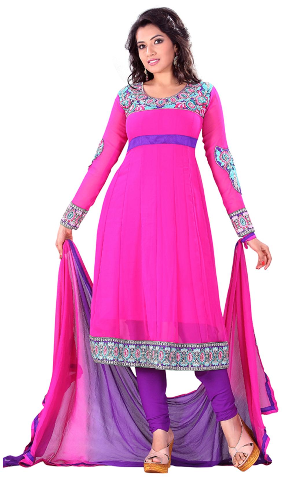 

Silkbazar Florence Pink Embroided Georgette Dress Material
