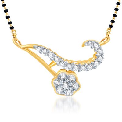 

Sukkhi Delightly Crafted CZ Gold and Rhodium Plated Mangalsutra Pendant for Women