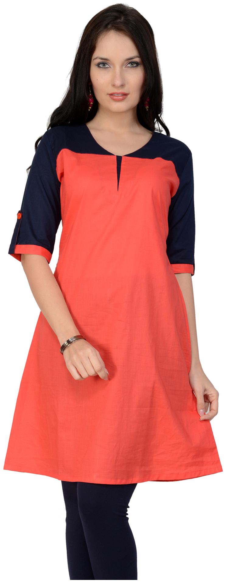 

Pannkh Women Orange Printed Regular Kurti
