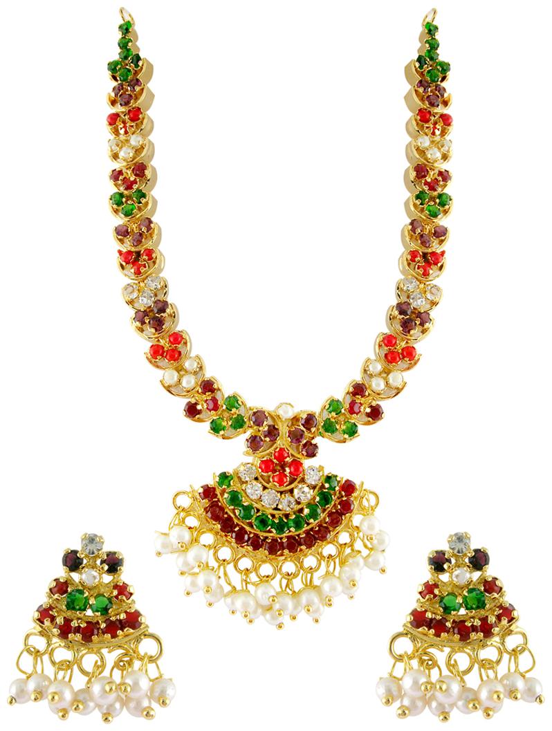 

Sri Jagdamba Pearls Colourful Necklace Set