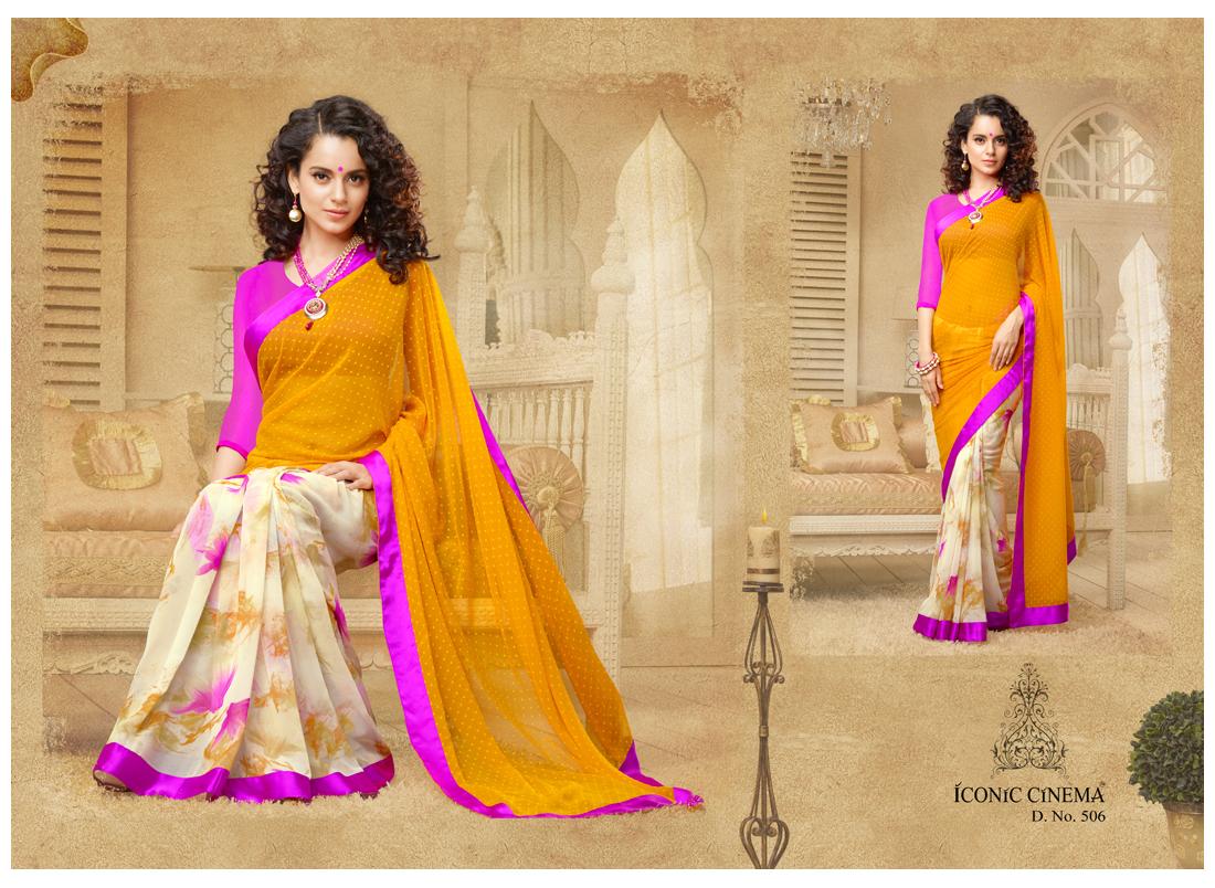 

Florence Orange Bamburg Georgette Saree