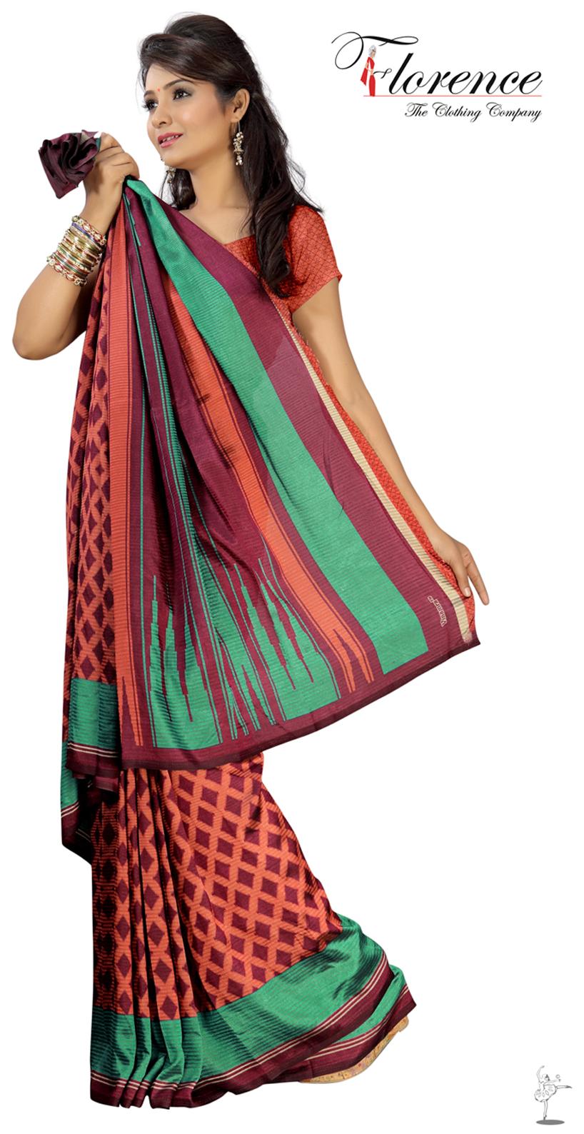 

Florence Orange Green Georgette Saree