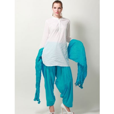 

Pistaa s Turquoise Blue Full Cotton Patiala Salwar With Dupatta