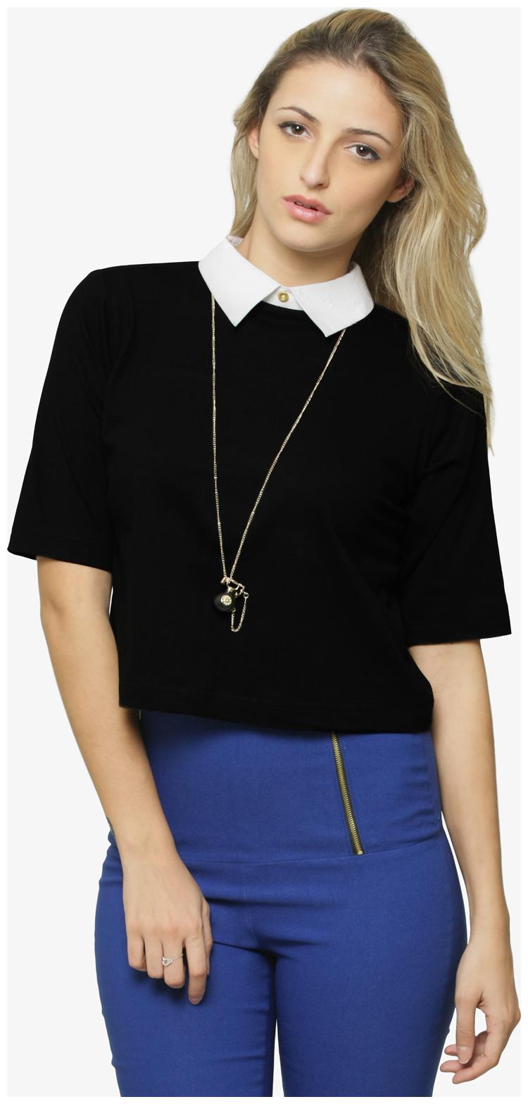 

Miss Chase Women Solid Regular top - Black White