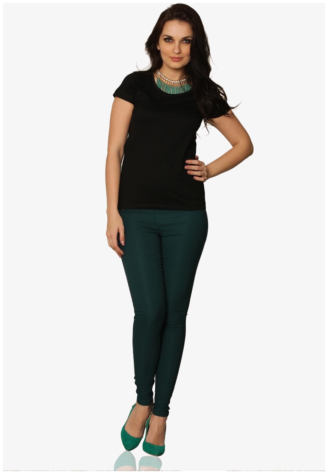 

Miss Chase Women Black Regular fit Mandarin collar Cotton T shirt